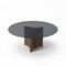 Homeroots 71" Smoky Black And Brown Rounded Glass And Solid Manufactured Wood Pedestal Base Dining Table 487878 - alternate 2