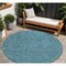 Homeroots 8' Teal Blue Gray And Ivory Round Polka Dot Washable Indoor Outdoor Area Rug 599090 - alternate 1