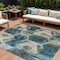 Homeroots 9' X 12' Teal Blue Gold And Silver Geometric Washable Indoor Outdoor Area Rug 618761 - alternate 1