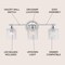 Jonathan Y Spaulding Vintage 22 in. 3-Light Iron/Chevron Pattern Glass Farmhouse Cottage LED Vanity Light, Chrom JYL3550A - alternate 5