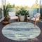 Homeroots 8' Mint Green Ivory And Denim Blue Round Abstract Washable Indoor Outdoor Area Rug 612535 - alternate 4