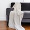 Homeroots 50" X 60" White and Beige Cotton Blend Woven Striped Throw Blanket with Fringe 548877 - alternate 3