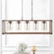 Jonathan Y Zeniba 36" 5-Light Linear Adjustable Iron/Seeded Glass Rustic Farmhouse LED Pendant, Brown JYL7478A - alternate 7