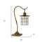 Homeroots 25" Antiqued Brass Metal Lantern Desk Lamp With Antiqued Brass Drum Shade 524696 - alternate 3