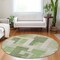 Homeroots 8' Green Sage And Beige Round Geometric Washable Indoor Outdoor Area Rug 613207 - alternate 2
