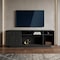 Homeroots 63in Black Carved Geometric Wood Enclosed and Open Storage TV Stand 724164 - alternate 5