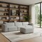 Homeroots 122" Gray Fabric Sofa With Ottoman With Brown Legs 641071 - alternate 5