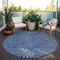 Homeroots 8' Navy Blue And Gray Round Abstract Washable Indoor Outdoor Area Rug 599822 - alternate 3