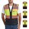 Protectx Class 2 Hi Vis Safety Vests, 6 Pockets, Zipper Front, Solid Back, Reflective, Green, 3PK SV-120SS4-GNBK03-L - alternate 1