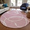 Homeroots 8' Pink And Ivory Round Abstract Washable Indoor Outdoor Area Rug 597501 - alternate 3