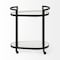 Homeroots Cyclider Black Metal With Two Mirror Glass Shelves Bar Cart 376020 - alternate 3