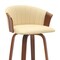 Homeroots 30" Cream And Wood Brown Faux Leather Swivel Bar Height Bar Chair 534422 - alternate 3