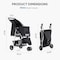 Simple Deluxe Pet Stroller for Dogs and Cats, Foldable 3-Wheel Dog Stroller with Storage, Cup Holder and Waterpro 3A88DOGSTROLERTC3LBK - alternate 3