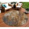 Homeroots 8' Rust Gray And Ivory Round Abstract Washable Indoor Outdoor Area Rug 617664 - alternate 1