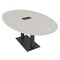 Skutchi Designs Boval Conference Table With Power Unit, 48 in W, 72 in L, Ivory HAR-BOVL-48X72-DOU.BK-K458-EBLK - alternate 1