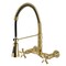 Kingston Brass Double-Handle Wall-Mount Pre-Rinse Bridge Kitchen Faucet, Brushed Brass GS1247NX - alternate 1