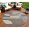 Homeroots 8' Brown Ivory And Mauve Round Geometric Washable Indoor Outdoor Area Rug 616732 - alternate 1