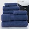 Lavish Home 6 Piece Bathroom Towels Set 100% Cotton with 2 Wash Cloths, 2 Hand Cloths, and 2 Bath Towel, Navy 67-0016-BLA - alternate 1