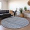 Homeroots 8' Sky Blue And Ivory Round Abstract Washable Indoor Outdoor Area Rug 605574 - alternate 3