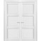Sartodoors French Double Panel Solid Doors with Hardware, Lucia 2661 White Silk, Panel Frame Trims, Bathroom LUCIA2661DD-BEM-84 x 96 (2*42x96)-Butterfly - alternate 1