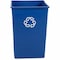 Rubbermaid Commercial 35 gal Square Recycling Bin, Open Top, Nickel/Satin Alum, Plastic, 1 Openings FG395873BLUE - alternate 1