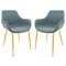 Leisuremod Markley Modern Leather Dining Arm Chair with Gold Metal Legs, Peacock Blue, 2PK ECG26BU2 - alternate 1