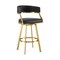 Armen Living Saturn 26in Swivel Counter Stool with Gold Brushed Stainless Steel and Black Faux Leather LCSNSWBABGLBLK26 - alternate 1