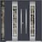 Vdomdoors Metal Double Doors Deux 5755 Gray Graphite Clear Glass 1 Sidelight Entry Modern Painted 86x96 (W72+ DEUX5755DEXD-GRE-W72+14xH96-RH-I - alternate 1