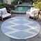 Homeroots 8' Ivory And Blue Round Geometric Washable Indoor Outdoor Area Rug 598754 - alternate 3