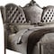 Homeroots Gray Queen Tufted Upholstered Velvet Bed Frame with Nailhead Trim 348196 - alternate 4