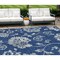 Homeroots 9' X 12' Navy Blue And Gray Floral Washable Indoor Outdoor Area Rug 589486 - alternate 1