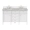 James Martin Vanities 60" D Vanity, Bright White w/Victorian Silver Top w/FreePower Wireless Charger 655-V60D-BW-FVSL - alternate 1