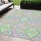 Homeroots 5' X 8' Pink Green And Blue Oriental Washable Indoor Outdoor Area Rug 597705 - alternate 1