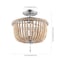 Jonathan Y Allie 14" 3-Light Bohemian Farmhouse Wood Bead/Iron LED Semi Flush Mount, Antique Silver/Light Taupe JYL9020B - alternate 4