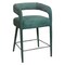 Homeroots 25" Teal Blue Metal and Fabric Low Back Counter Height Bar Chair 558309 - alternate 5
