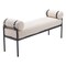 Homeroots 56in Cream and Black Fabric Upholstered Bench 668850 - alternate 3