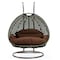 Leisuremod Beige Wicker Hanging 2 person Egg Swing Chair, Brown ESCBG-57BR - alternate 1