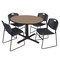 Regency Round Cain Breakroom Table W/ 4 Zeng Stack Chairs, 48 in W, 48 in L, Noble Oak TB48RNDNO44BK - alternate 1