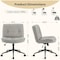 Simple Deluxe Criss Cross Legged Chair with Wheels, Armless PU Leather Office Desk Chair Wide Seat, Swivel Rollin 3A88FNCHAR7295GRY - alternate 3