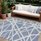 Homeroots 9' X 12' Denim Blue And Ivory Geometric Washable Indoor Outdoor Area Rug 600442 - alternate 1