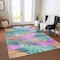 Homeroots 8' X 10' Teal Blue And Aqua Floral Washable Indoor Outdoor Area Rug 611135 - alternate 3