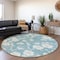 Homeroots 8' Sky Blue And Ivory Round Floral Washable Indoor Outdoor Area Rug 599924 - alternate 3