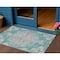 Homeroots 3' X 5' Teal Blue Floral Medallion Washable Indoor Outdoor Area Rug 607854 - alternate 1