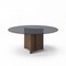 Homeroots 71" Smoky Black And Brown Rounded Glass And Solid Manufactured Wood Pedestal Base Dining Table 487878 - alternate 1