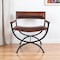 Homeroots 29" Brown and Black Metal And Genuine Leather Director's Chair 548250 - alternate 1