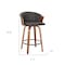 Homeroots Set of Two 26" Black and Brown Faux Leather and Solid Wood Low Back Counter Height Bar Chairs, 2PK 555082 - alternate 3