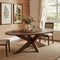 Homeroots 92" Brown Solid Wood Cross Leg Base Oval Dining Table 635808 - alternate 6