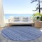 Homeroots 8' Denim Blue And Sky Blue Round Striped Washable Indoor Outdoor Area Rug 615346 - alternate 4