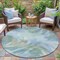 Homeroots 8' Sky Blue And Ivory Round Abstract Washable Indoor Outdoor Area Rug 631355 - alternate 3