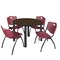 Regency Round Kee Breakroom Table W/ 4 M Stack Chairs, 42 in W, 42 in L, Neo Walnut TB42RNDNWBPBK47BY - alternate 1